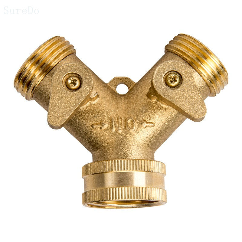 Brass Y Type 2 Way Thread Connectors Pipe Fittings For Garden