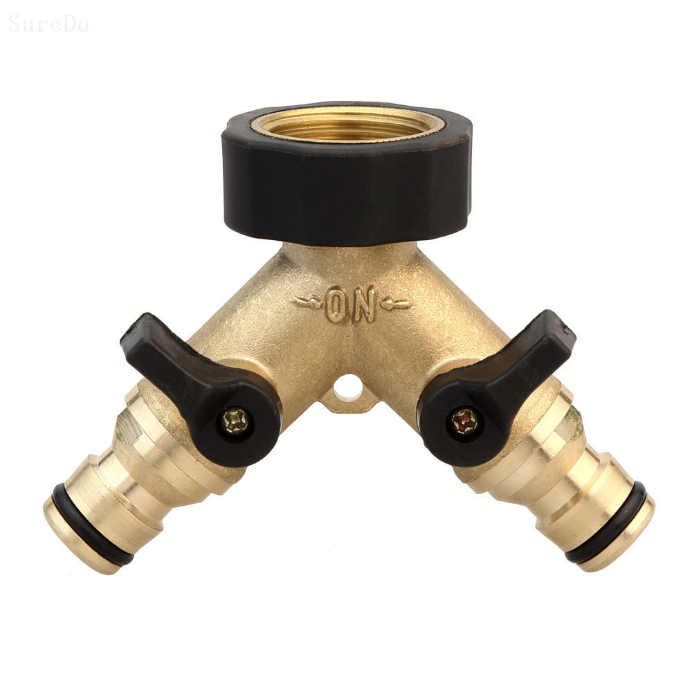 Brass Quick Connects 2 Way Thread Value Water Line Pipe Fittings For Garden Use